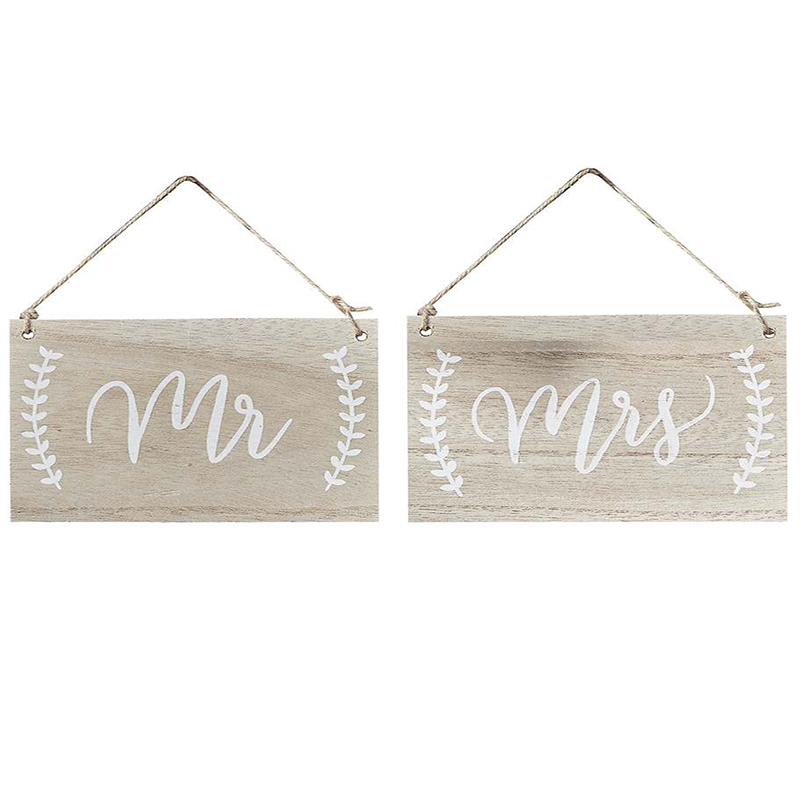Carteles madera Mr & Mrs, Boho
