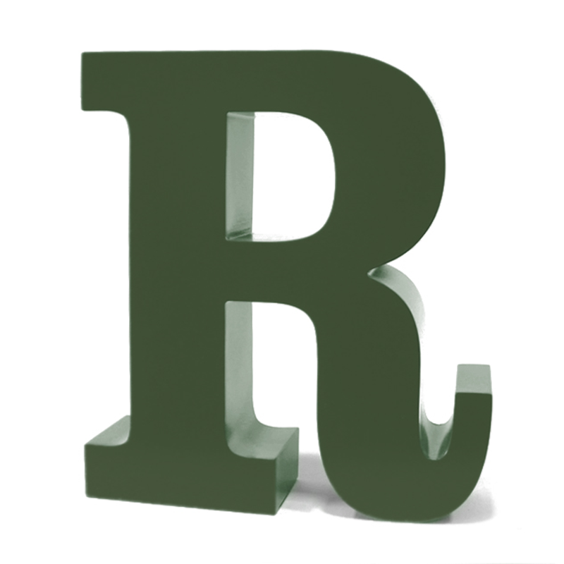 Letra "R" decorativa en aluminio