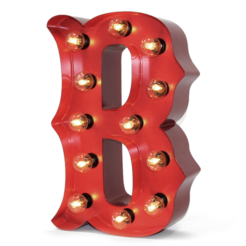 Letra decorativa "B" con bombillas